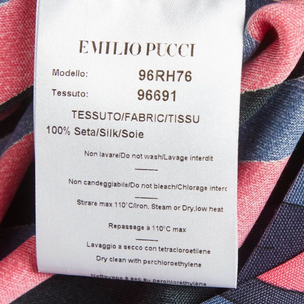 Emilio Pucci Pink Stripe Print Jersey Midi Wrap Dress L - Picture 7 of 7